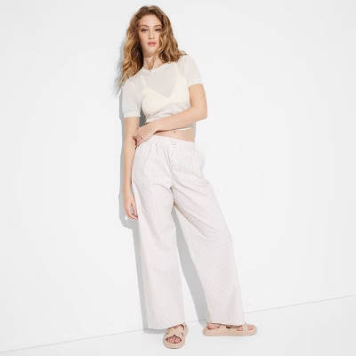 Women's Boxer Pants - Wild Fable™ White Striped XXS: Cotton Poplin, Relaxed Fit, Elastic Waistb... | Target