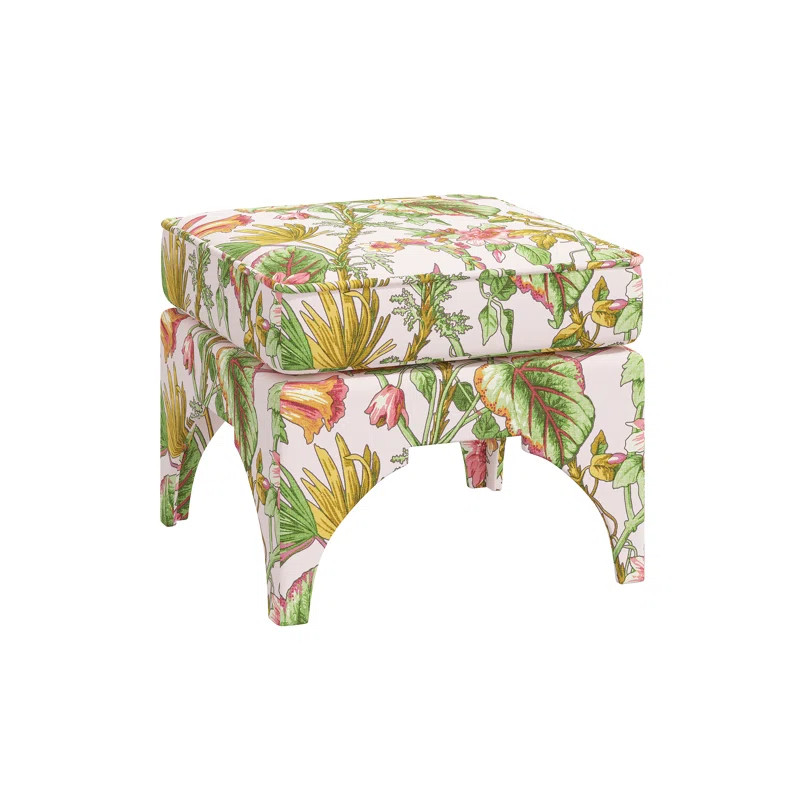 Red from Scalamandre Crafted by Cloth & Company Carlisle Ottoman in Pattern | Wayfair North America