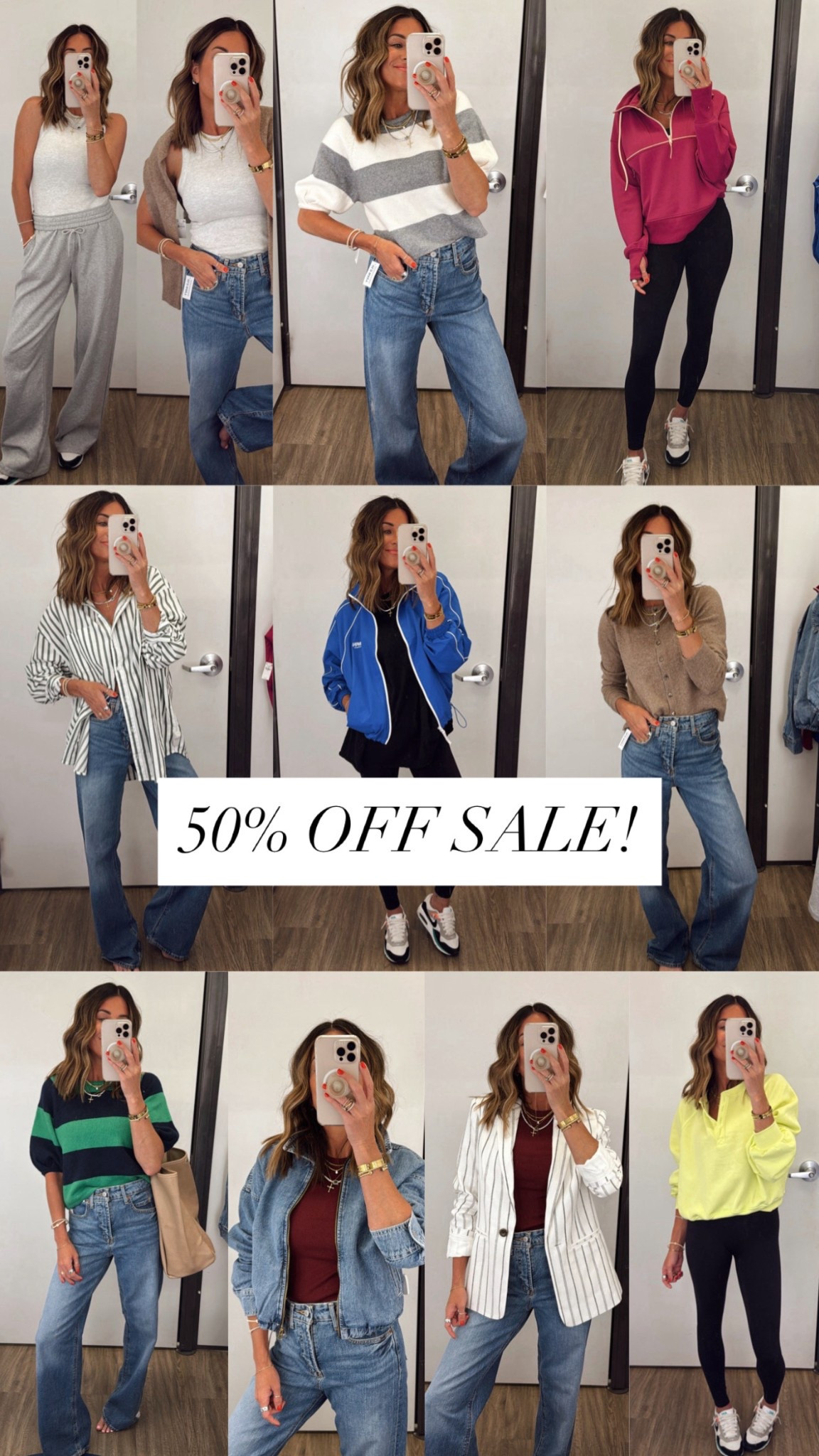 I popped in to Old Navy today and was so happy to see everything was 50% off! Nearly everything I have on is $25 and under 👏🏼🤩 
Everything is true to size, I sized up to a medium in the neon long sleeve and wearing a small in the striped button down, but could have easily sized down to an xs. Wearing xs in everything else! 

#LTKStyleTip #LTKSeasonal #LTKFindsUnder50