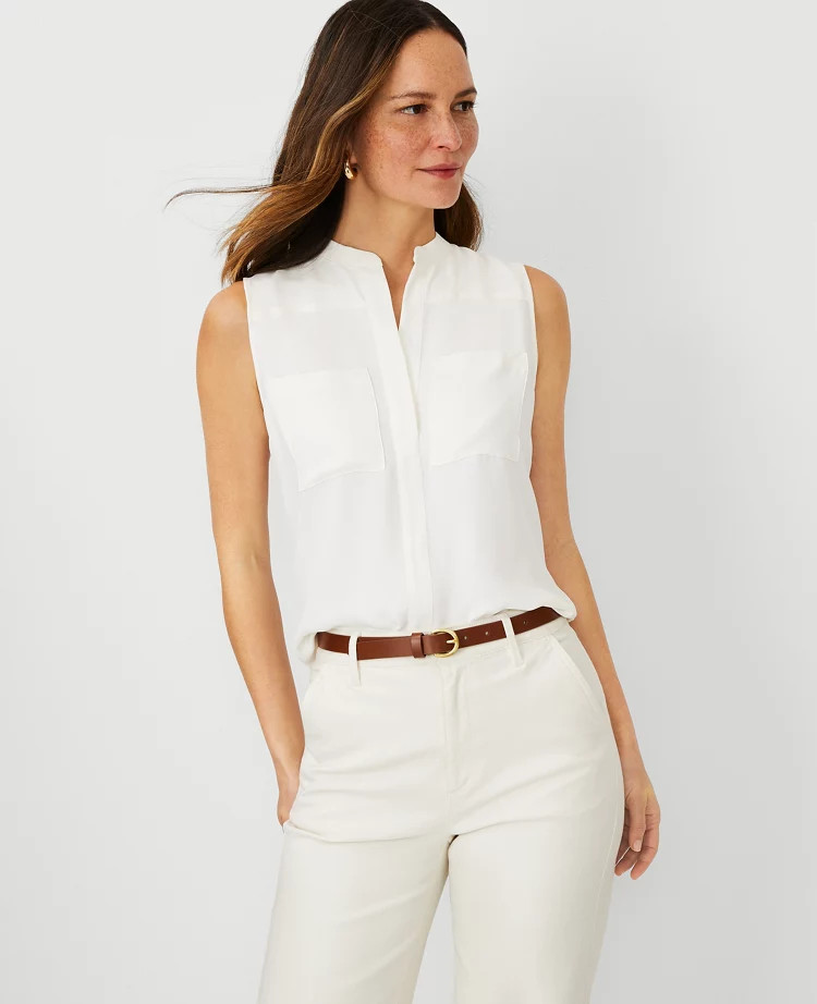 Sleeveless Camp Shirt | Ann Taylor