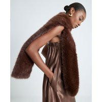 River Island Brown Oversized Faux Fur Scarf | River Island UK & IE