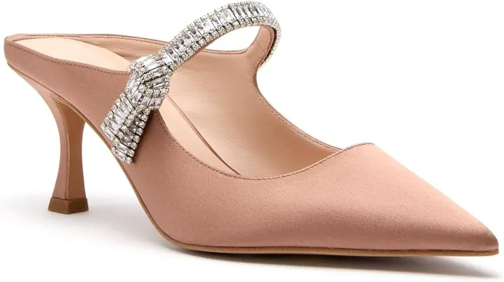 Heeled Mules for Women Closed Pointed Toe Rhinestone Pumps Kitten Heels Slip on Comfortable Dress... | Amazon (US)