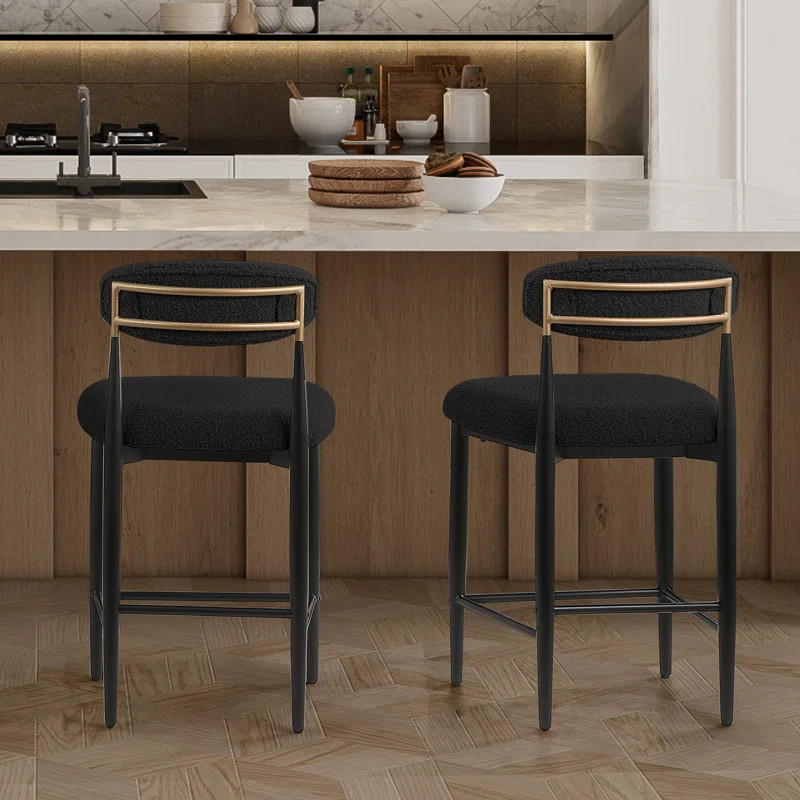 Amerson Upholstered 25.8'' Counter Stool with Metal Frame (Set of 2) | Wayfair North America
