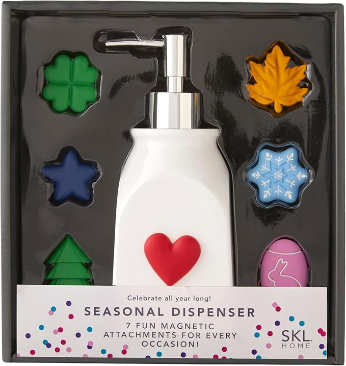 SKL Home Seasonal Soap/Lotion Dispenser Gift Set with 7 Interchangeable Magnetic Holiday Attachme... | Amazon (US)