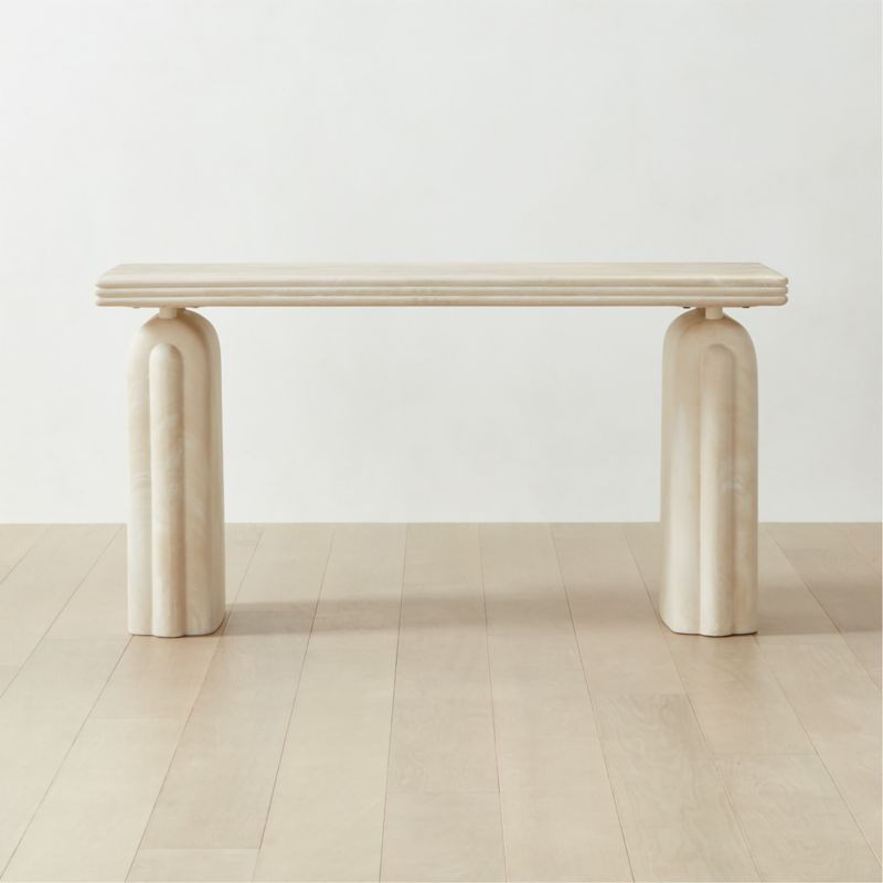 Remoli Modern Swirled Cream Resin Desk | CB2 | CB2