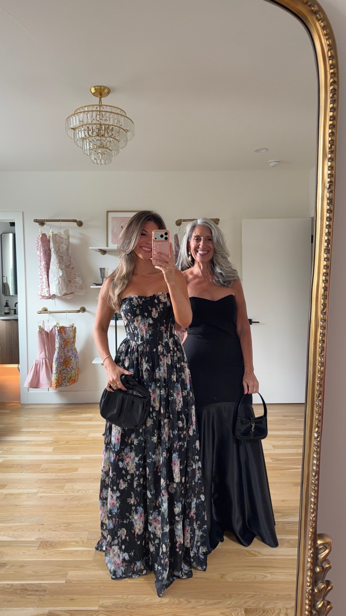 black floral strapless maxi dress with a fitted bodice, black strapless satin gown with a fitted bodice and dropped waist mom and me formal wedding guest and mother of the bride dresses 💍

lulus: emerson20 (first purchase only)

I’m 5’4” and wearing my usual small/2 in most
• sized down to xs

mom is 5’4” and wears a medium/6

summer wedding guest dresses, wedding guest dresses, cocktail dresses, semi-formal dresses, black tie wedding guest dresses, destination wedding guest dresses, garden party dresses, wedding guest outfit ideas, mom & me outfits, mom & me dresses, matching outfits, mother daughter outfits, family photo outfits, wedding guest dresses, mother of the bride, mother of the groom, wedding guest outfit ideas

#LTKgrwm #LTKWedding #LTKootd