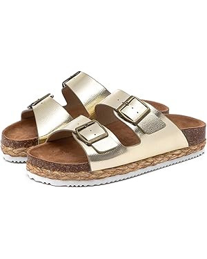 Lryweisy Sandals Women Braided Sole Flat Sandals with Arch Support Comfortable Women Footwear | Amazon (US)