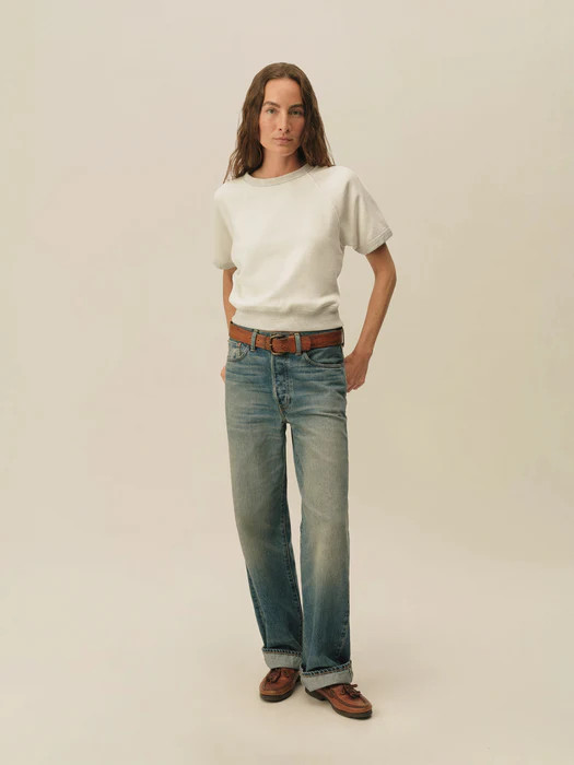 Two-Tone Heather Grey Featherweight Terry Ss Sweatshirt | Buck Mason | Buck Mason