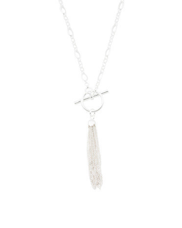 Made In Italy Sterling Silver T Bar Tassel Necklace | TJ Maxx