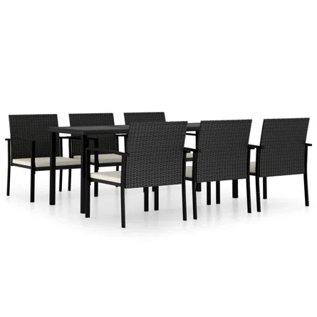 Patio Dining Set Dining Table and Chairs Furniture Set Poly Rattan | Wayfair North America