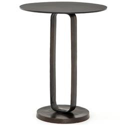 Sam Modern Classic Brown Aluminum Round Side End Table | Kathy Kuo Home