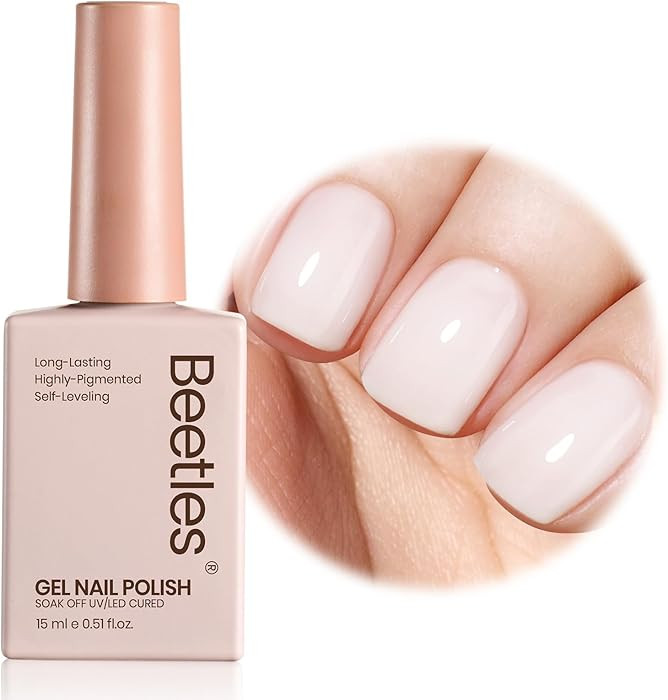 Beetles Milky White Gel Nail Polish - 15ml Neutral Jelly Nude Nail Polish Base Color Nail Conceal... | Amazon (US)