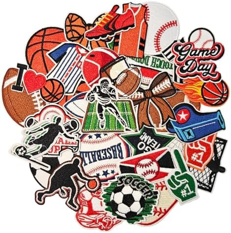 36Pcs Sports Iron on Patches, Football Baseball Soccer Basketball Patches Iron on Patches for Clo... | Amazon (US)