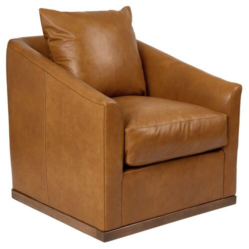 Ryder Swivel Leather Chair | One Kings Lane