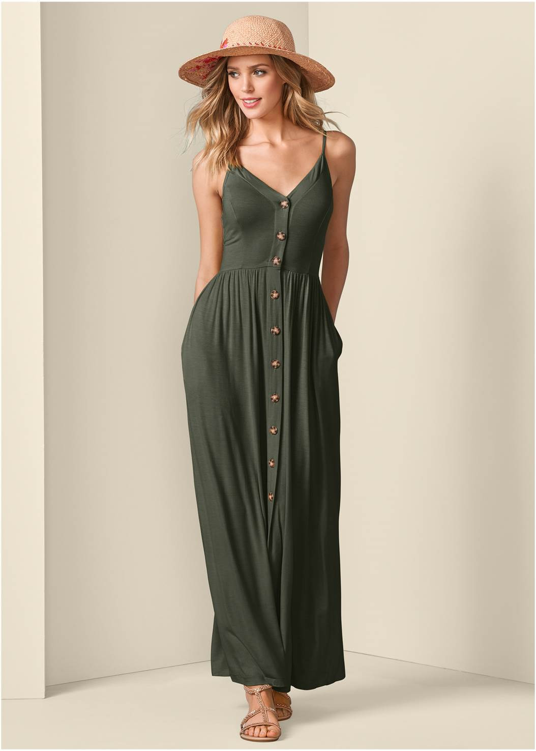 Button-Front Maxi Dress | VENUS