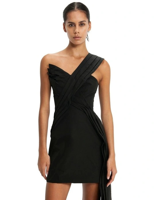 Sculptural Mini Dress in Balck | Myer