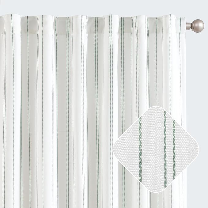 jinchan Green and White Striped Curtains 84 Inches Long for Living Room Bedroom Green on White Cu... | Amazon (US)