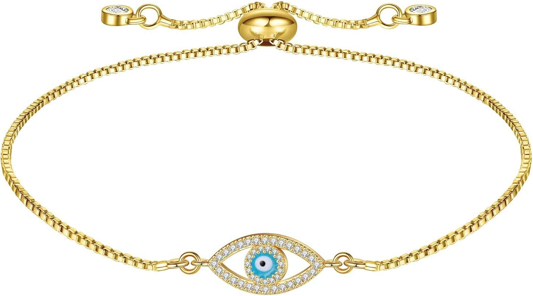 Turandoss Dainty Layered Bracelets for Women, 14K Gold Filled Adjustable Layering Bracelet Cute E... | Amazon (US)