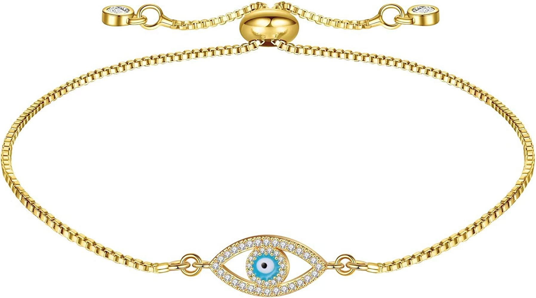 Turandoss Dainty Layered Bracelets for Women, 14K Gold Filled Adjustable Layering Bracelet Cute E... | Amazon (US)