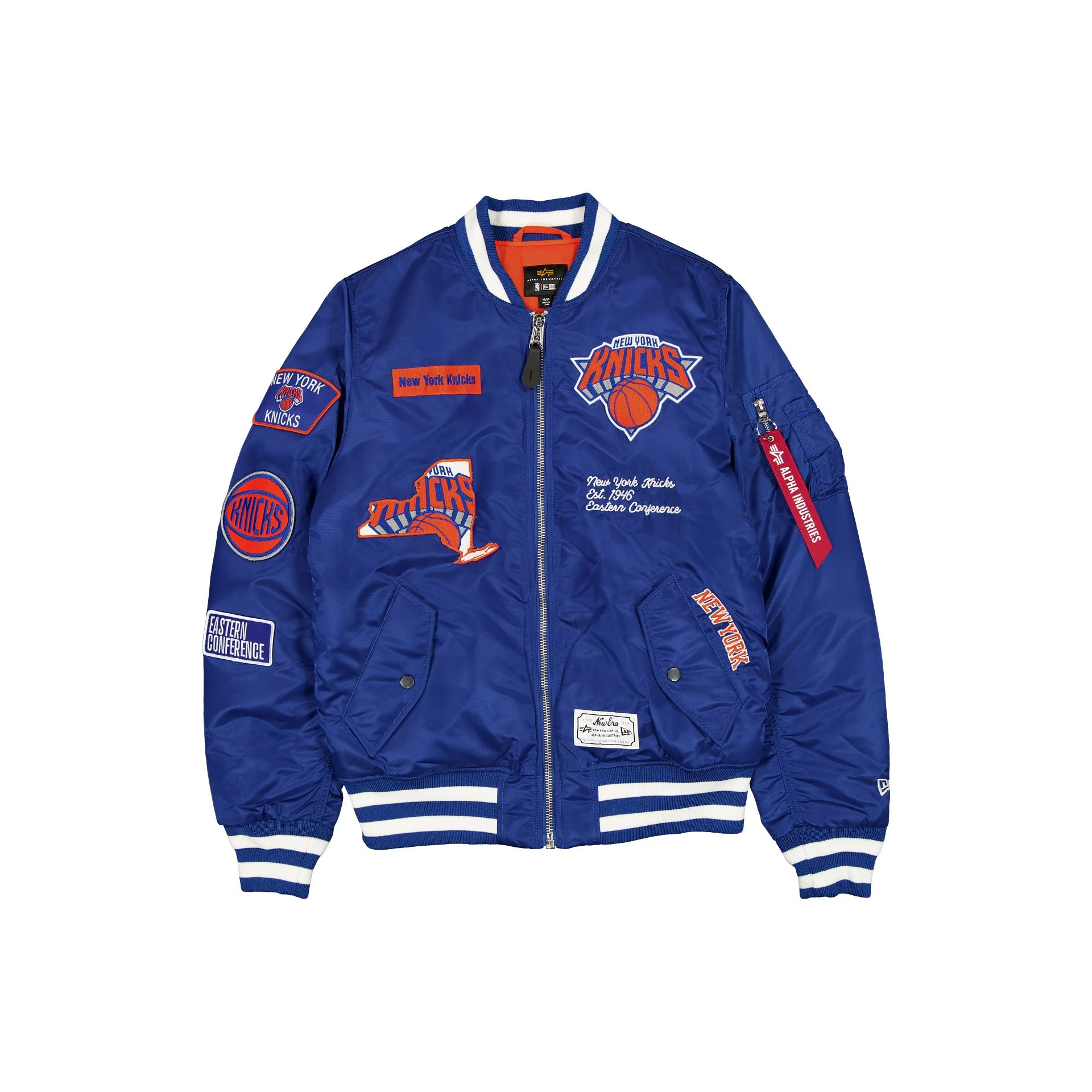 Alpha Industries x New York Knicks Blue MA-1 Bomber Jacket | New Era (US)