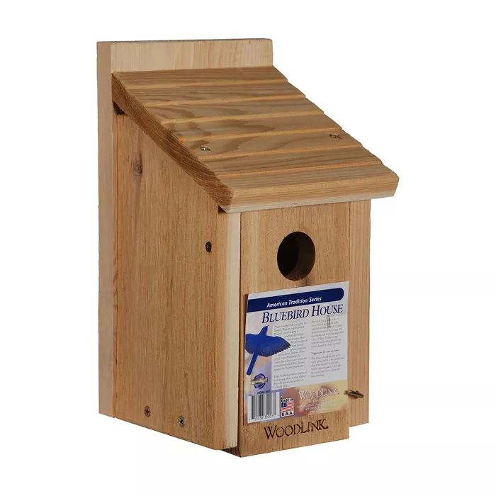 Woodlink 24301 BB1 Outdoor Wooden All Natural Inland Red Cedar Wood Bluebird Song Bird House Box | Target