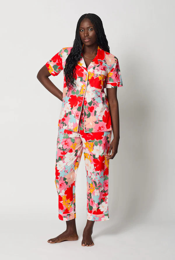 Cassandra Short Sleeve Classic Woven Cotton Poplin Cropped Pj Set | BedHead & Room Service PJs