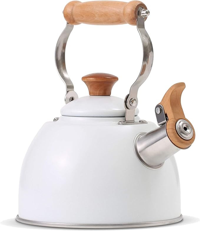 ROCKURWOK Whistling Tea Kettle, 1.6 QT / 50 OZ, White Teapot, Universal Base for Induction | Gas ... | Amazon (US)