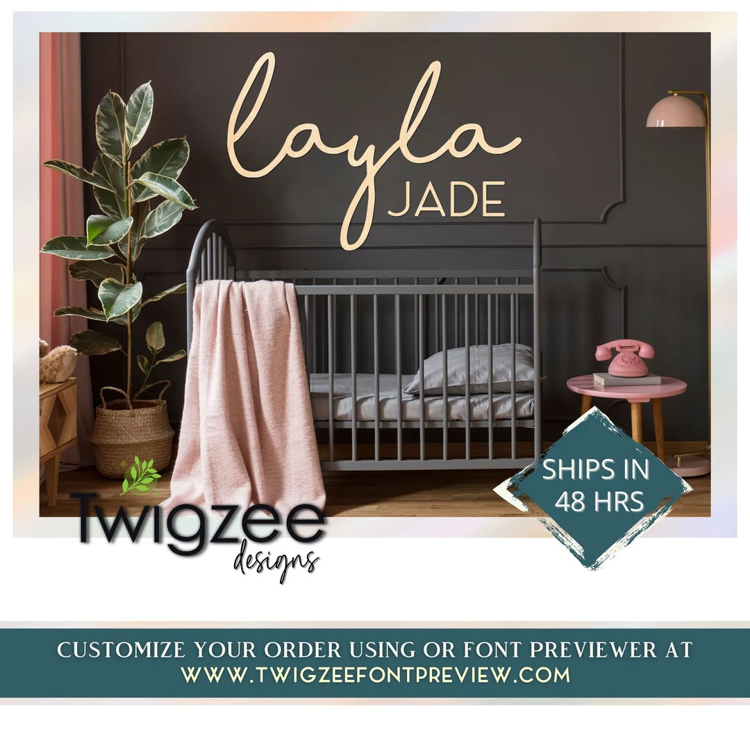 Stacked Name Wood Cutout, First and Middle name wood cutout, nursery name sign, crib wood sign, c... | Etsy (US)