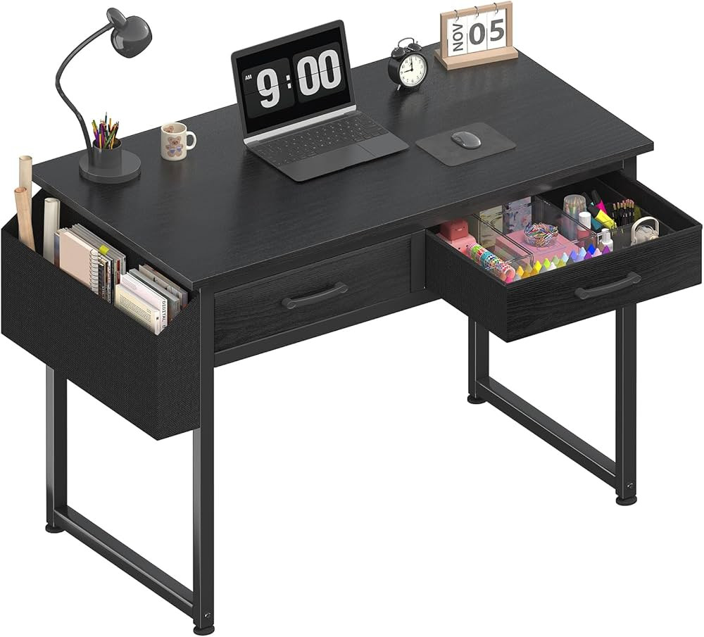 DLisiting Small Desk with Fabric Drawers for Bedroom, 32 Inch Gaming Desk with 2 Drawers for Smal... | Amazon (US)