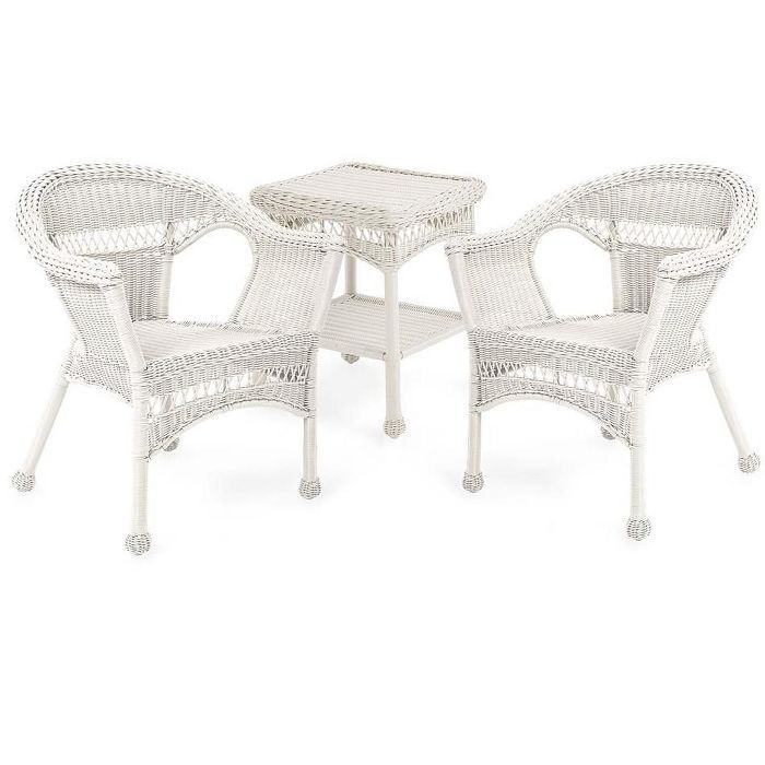 Easy Care Resin Wicker Furniture Set, Two Chairs And End Table, White - Plow & Hearth | Target