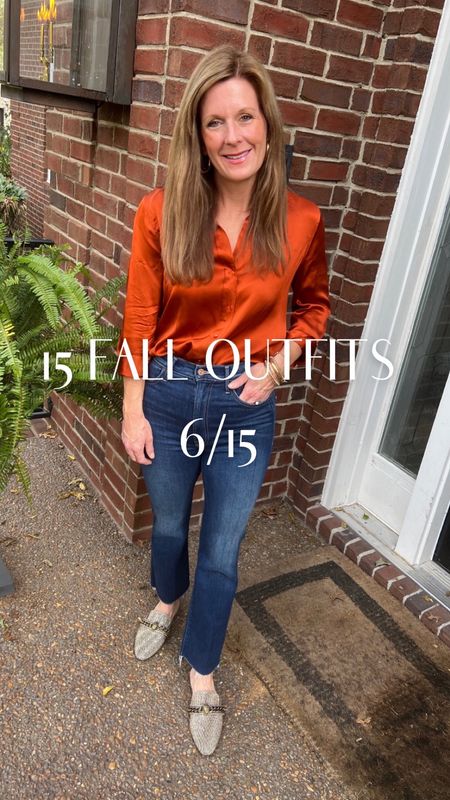 🍂 15 Fall Outfits🍂

Day 6/16….
Silk Blouse + Dark Wash Jeans + Houndstooth Mules

#LTKSeasonal #LTKshoecrush #LTKstyletip
