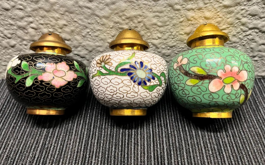 Gorgeously Petite Cloisonne Salt and Pepper Shakers - Etsy | Etsy (US)