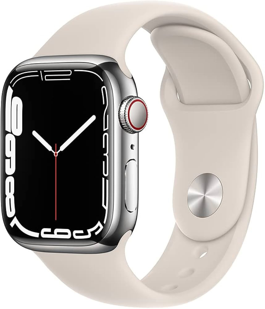 Apple Watch Series 7 (GPS + Cellular), Caixa em aço inoxidável prateado de 41 mm com Pulseira e... | Amazon (BR)