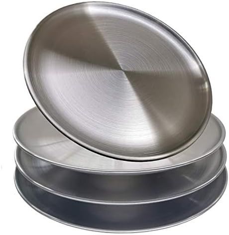 Stainless Steel Dinner Plates, Stainless Steel Plates, 10 inch, Metal Round Dinner Plate for Adults, | Amazon (US)