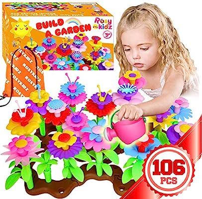 ROSYKIDZ Flower Garden Building Toys for Girls - [ 106 PCS ] STEM Toy Gardening Pretend Play Gift... | Amazon (US)