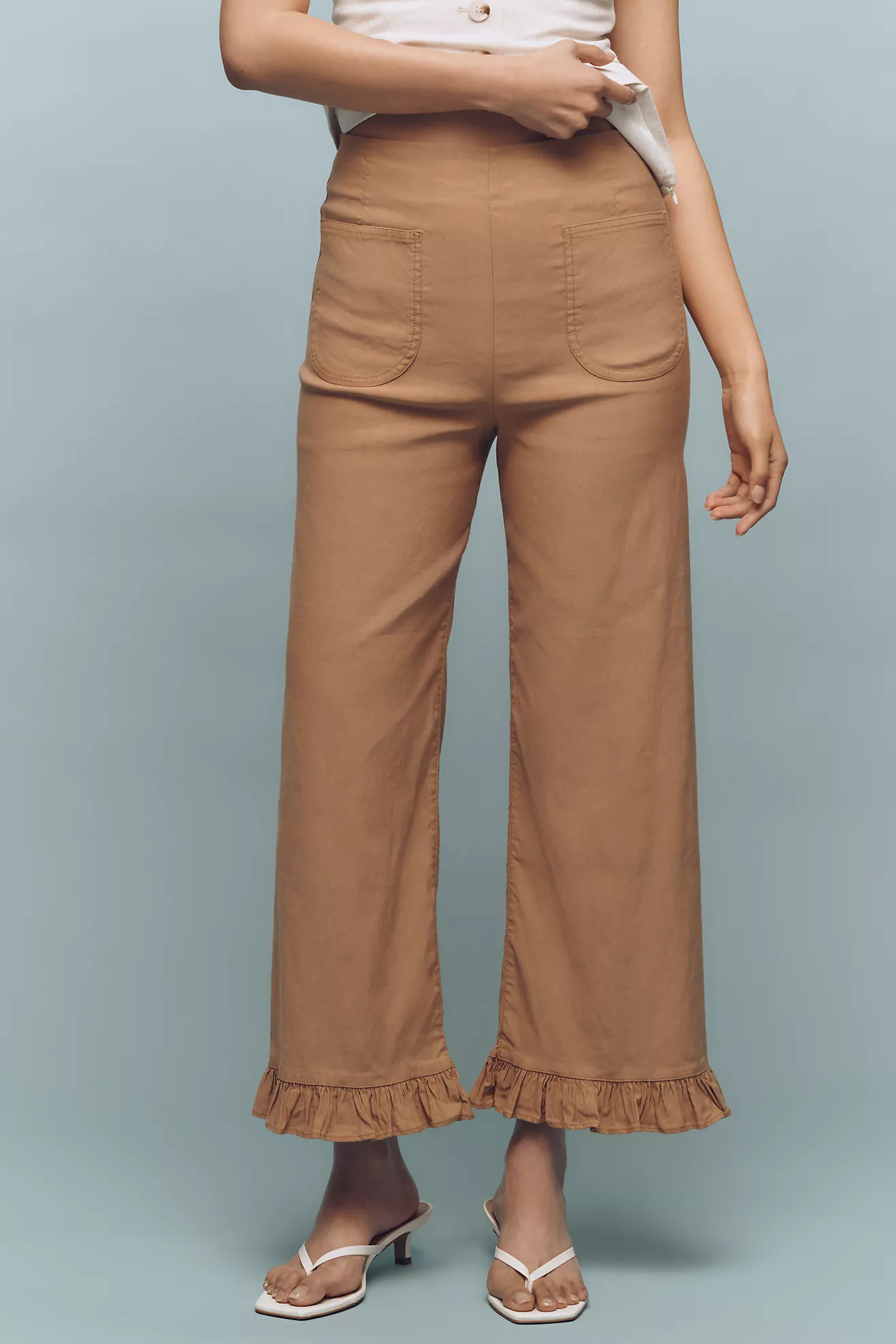 The Colette Magic Fabric Ruffle-Hem Crop Wide-Leg Pants by Maeve | Anthropologie (US)