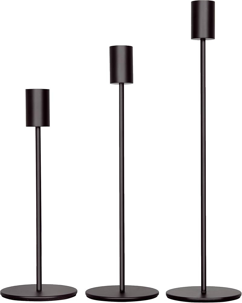Matte Black Candlestick Holders Set of 3, Decor Taper Candle Holder for Wedding, Dinning, Party,F... | Amazon (US)
