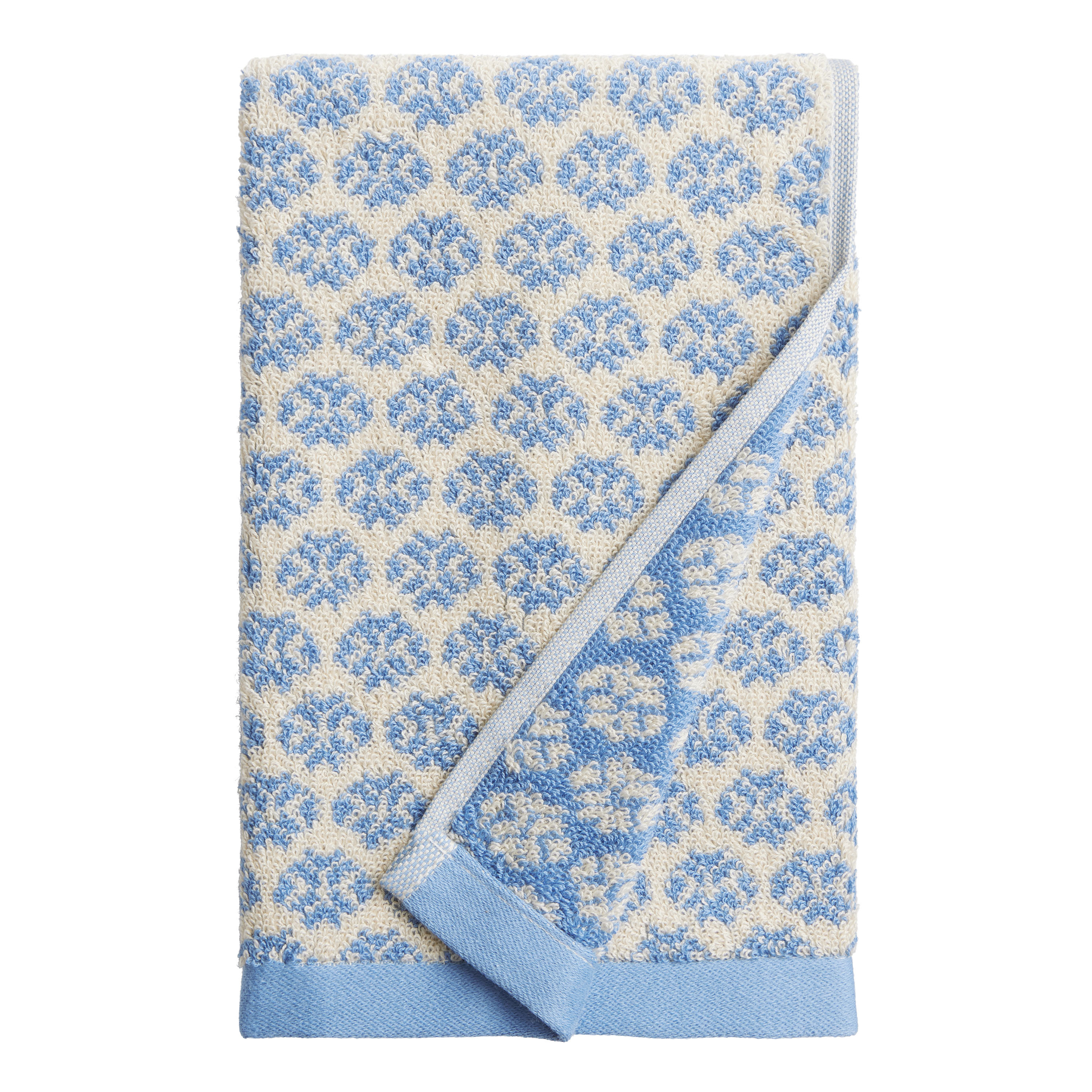 Aria Chambray Blue and Ivory Terry Hand Towel | World Market