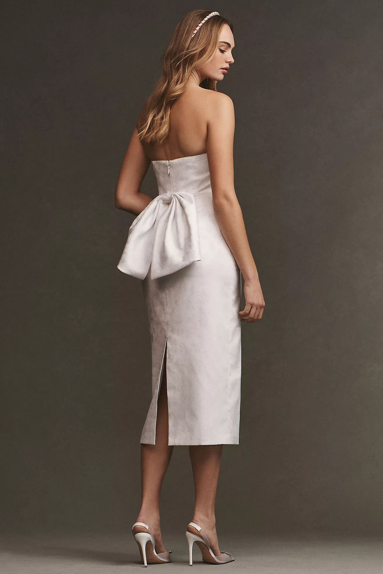 Sachin & Babi Gemma Strapless Back-Bow Stretch Jacquard Midi Dress | Anthropologie (US)