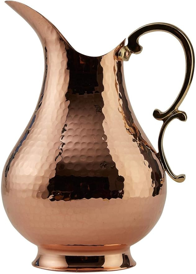 DEMMEX Handmade 1.2mm Thick Solid Unlined Uncoated Hammered Copper Water Moscow Mule Pitcher Jug,... | Amazon (US)