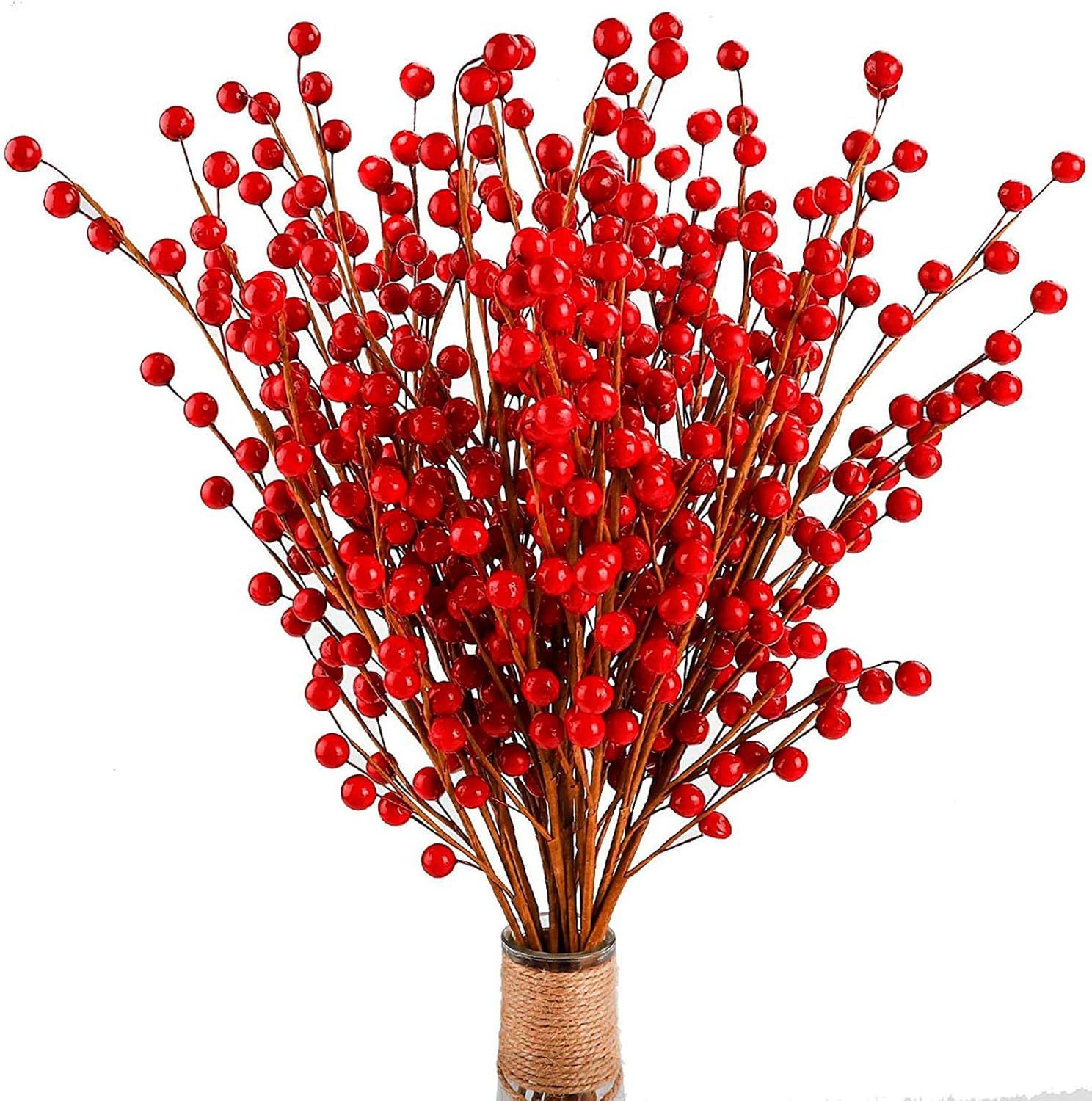 FUNARTY 15pcs Artificial Red Berry Stems Christmas Red Berry Picks for Branches, Winter Home Deco... | Amazon (US)