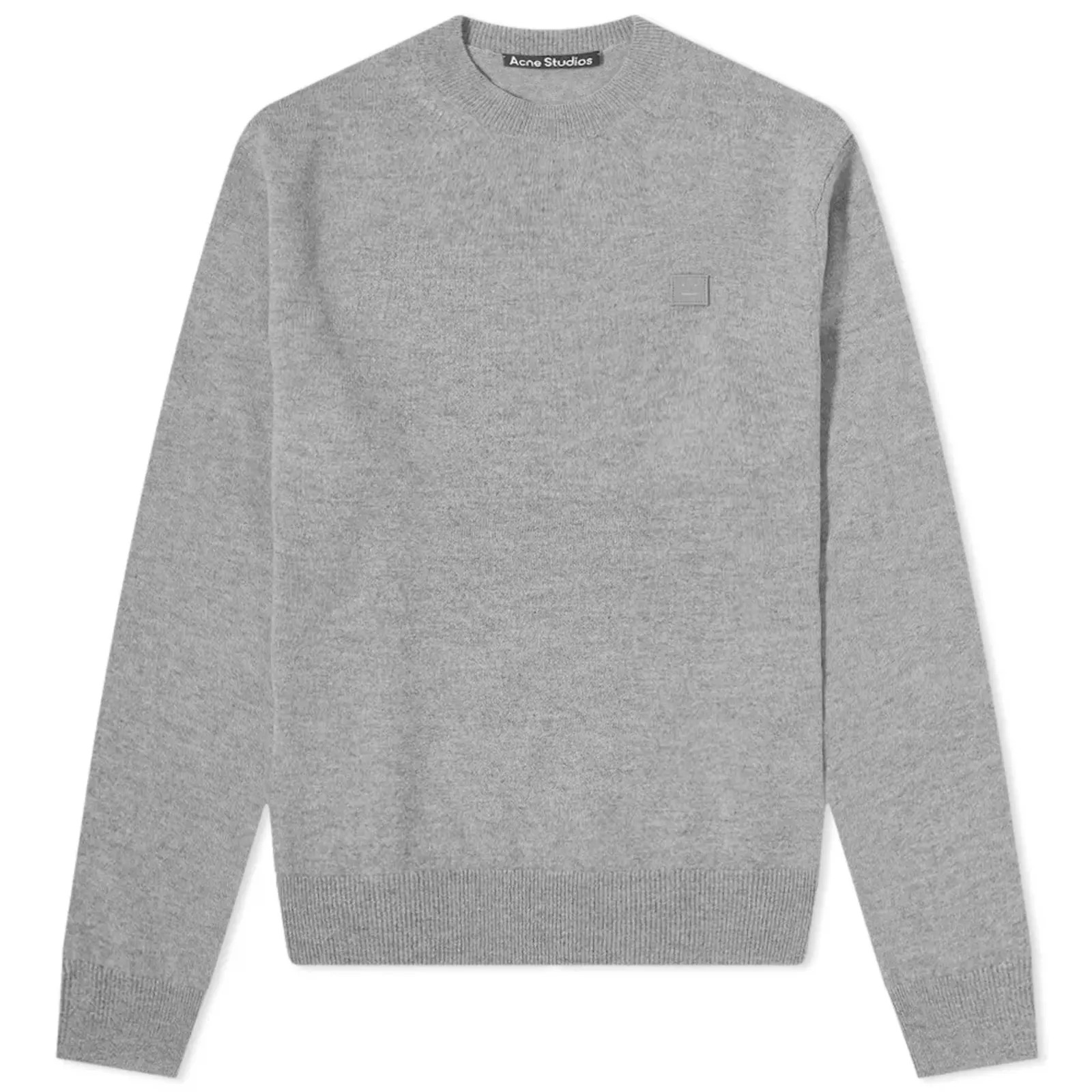 Acne Studios Kalon New Face Crew Knit Grey Melange | END. | End Clothing (UK & IE)