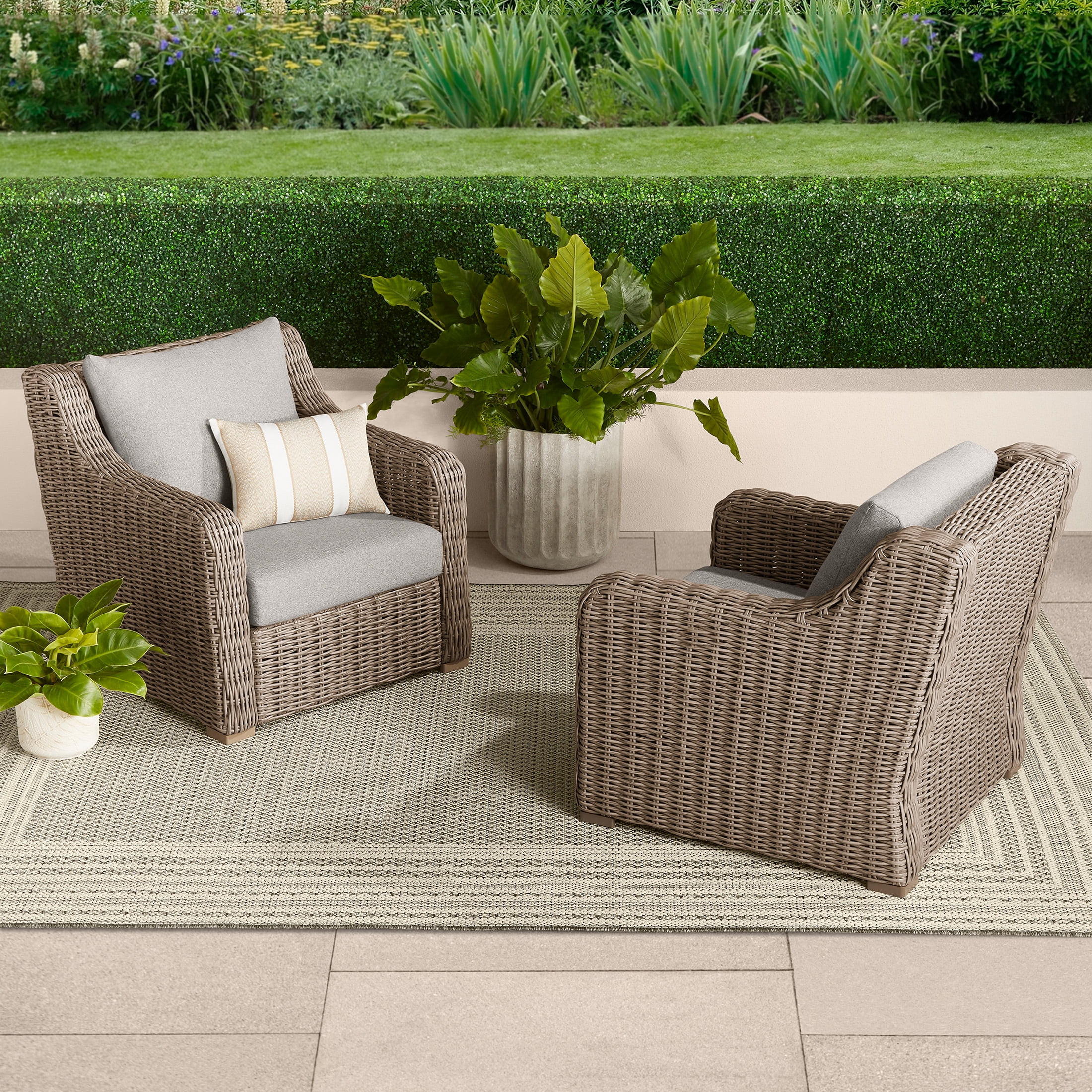 Better Homes & Gardens Bellamy Outdoor 2pk Lounge Chairs, Gray | Walmart (US)