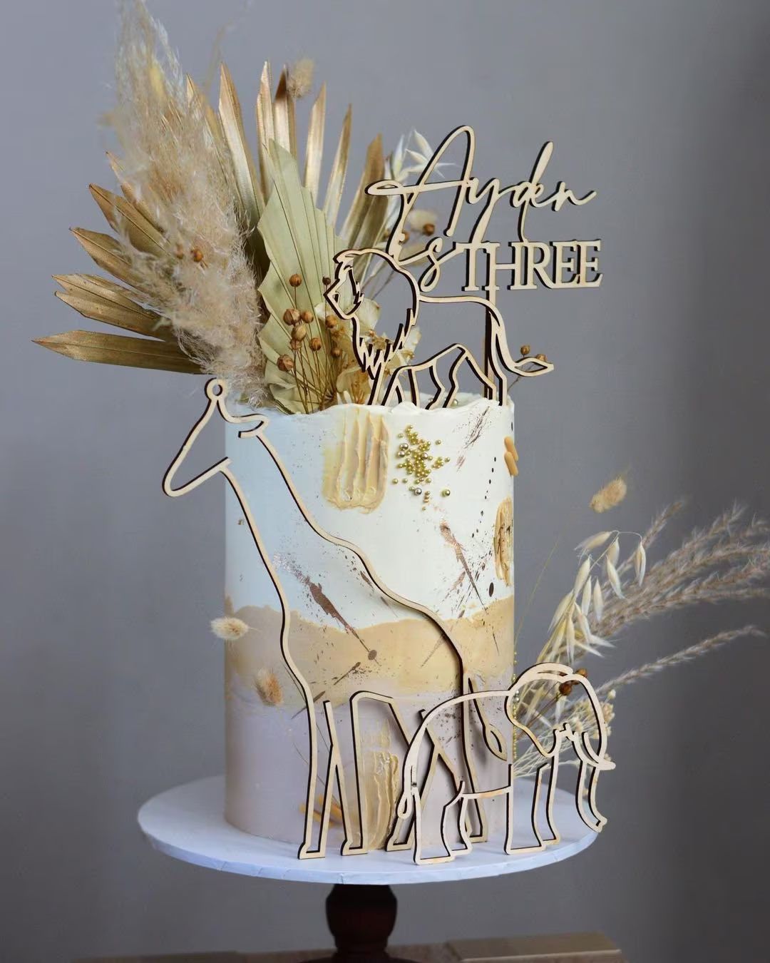 Animal Themed Line Cake Topper Set | Customisable | Etsy (US)