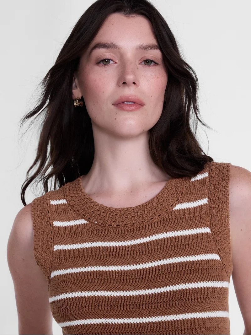 Scenario Women's Sweater Vest with Crochet Trim, Lightweight, Sizes XS-XXXL | Walmart (US)