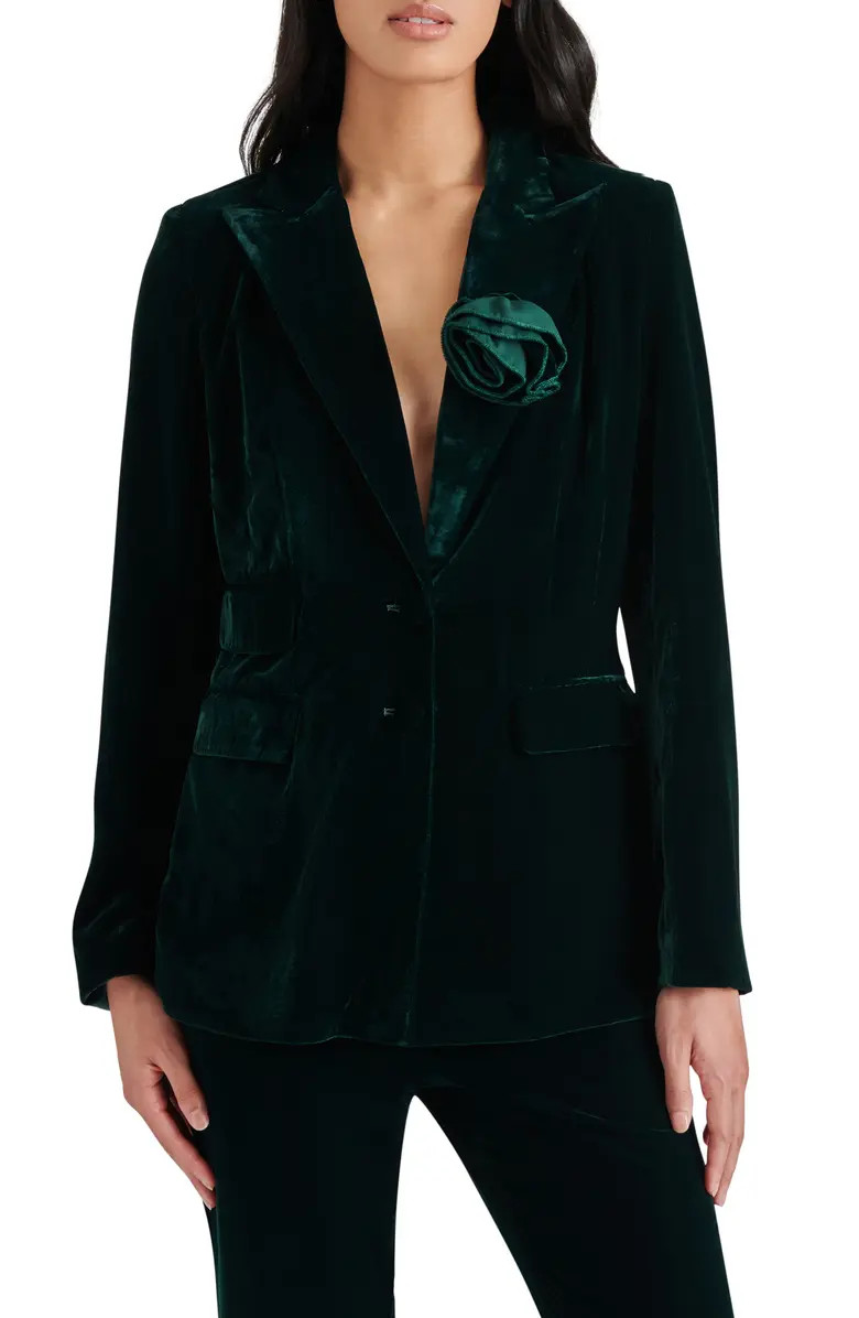 Merene Rosette Detail Velvet Blazer | Nordstrom