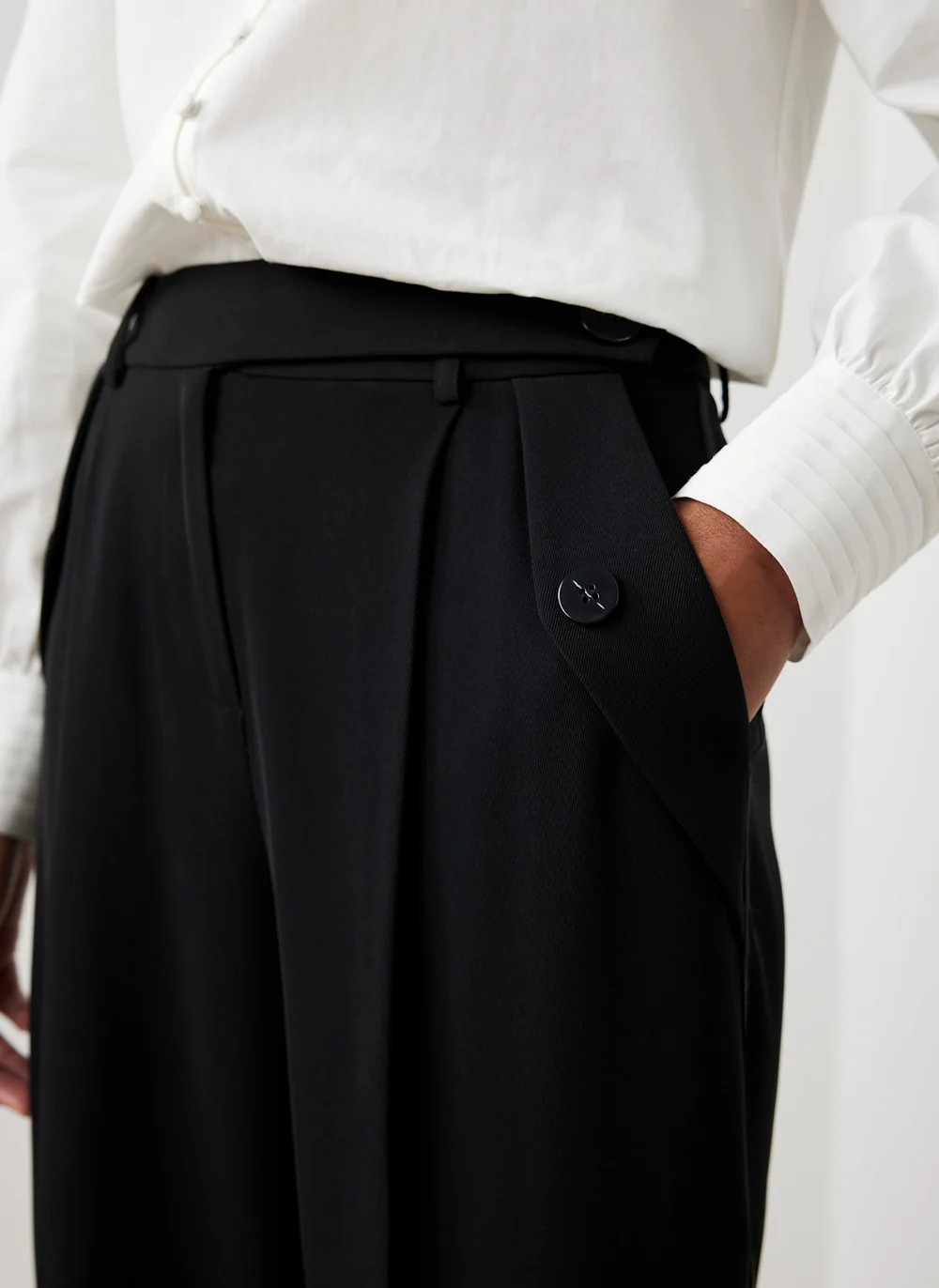 Black Tailored Wide Trousers | Mint Velvet
