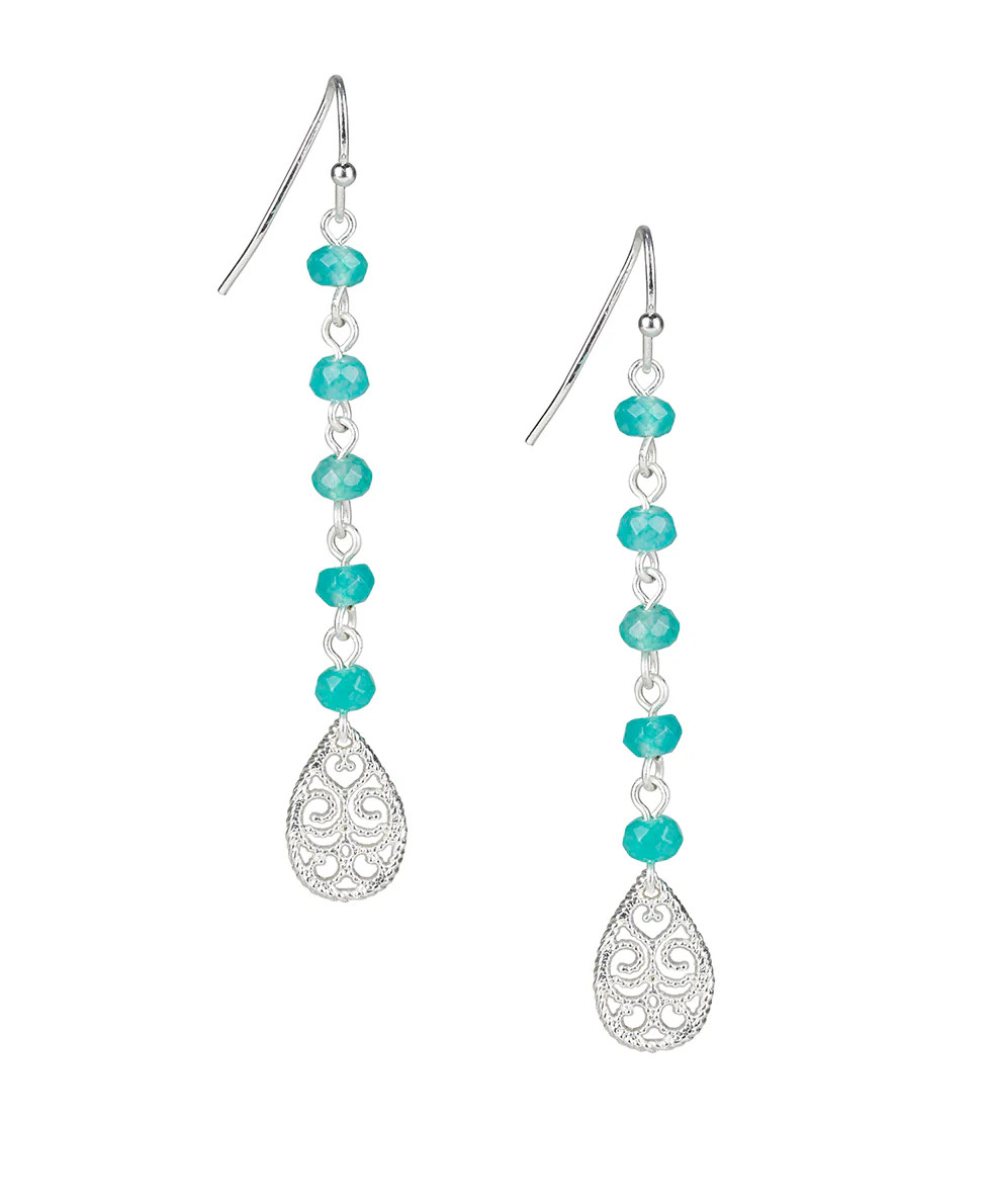 Tear Drops on Beaded Chain Earrings - Filigree and Flutter | Patricia Nash Designs