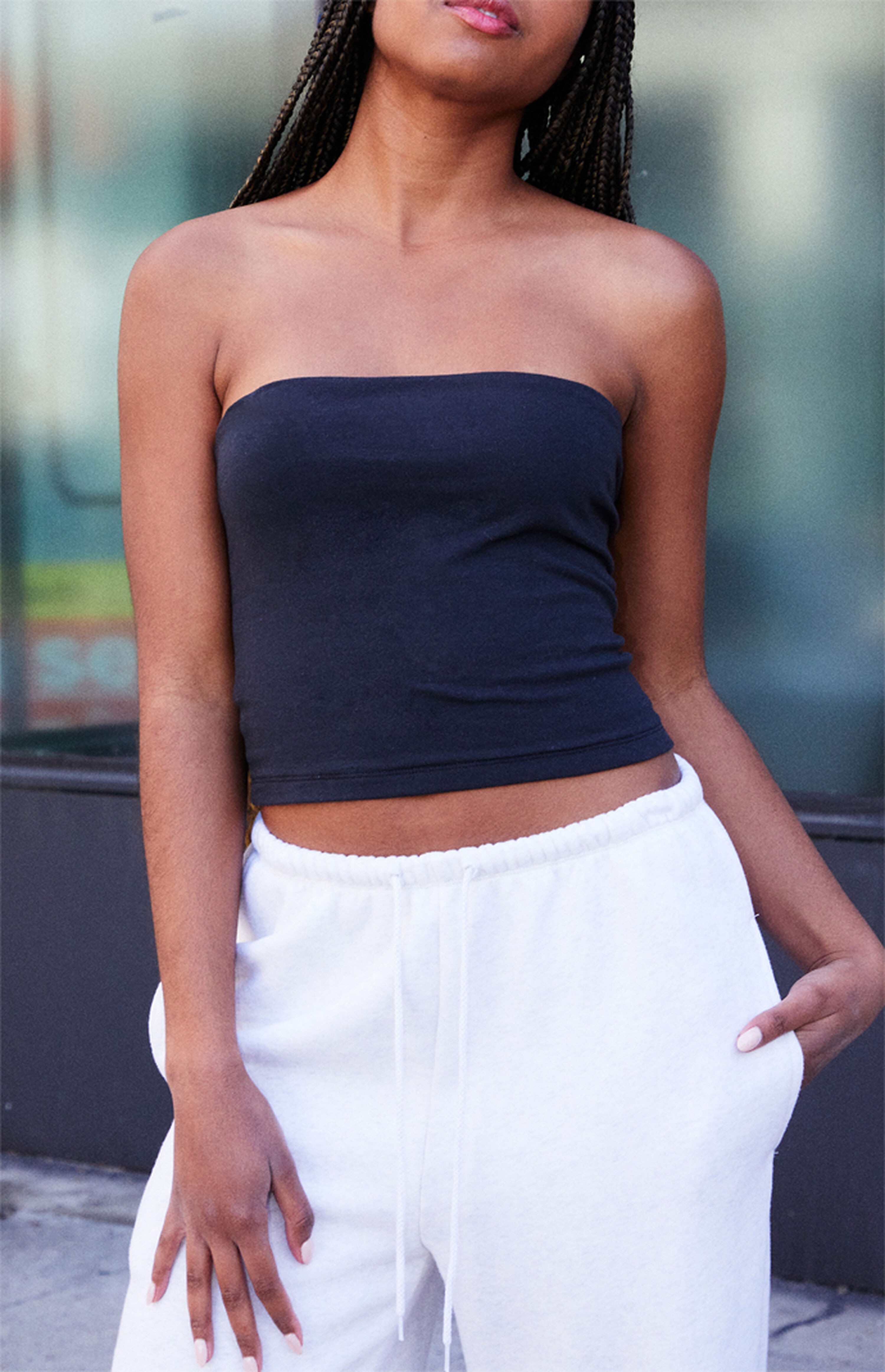 John Galt Black Amelia Cropped Tube Top | PacSun