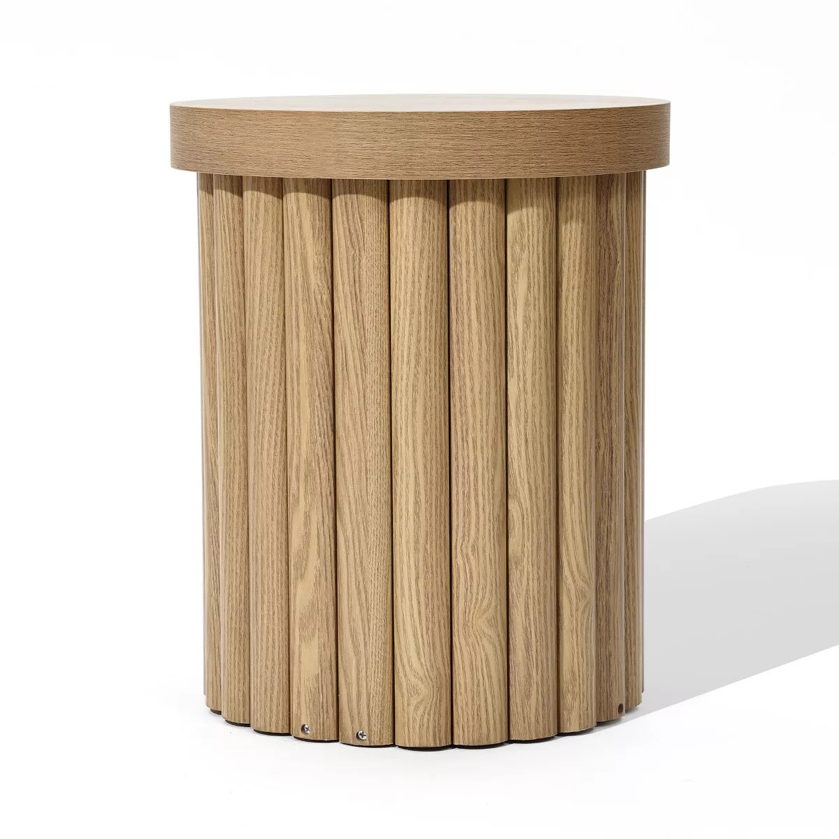 LuxenHome Brown Wood Fluted Round Side Table | Target